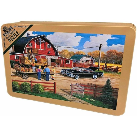 River's Edge Country Barn Jigsaw Puzzle and Tin Season of Plenty 28 x 20 in NIB - Picture 2 of 3